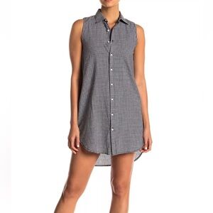 Onia Kaylee Women’s Blk/Wht Gingham Shirt Dress Size M Bathing Suit Cover-up